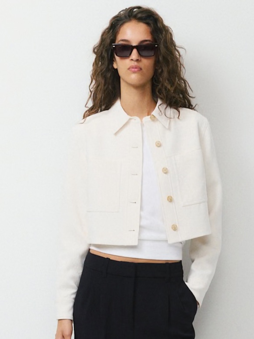 Aritzia Wilfred Jacket Cropped Vanilla Crepette Button-up Lined XL New w/ Tags